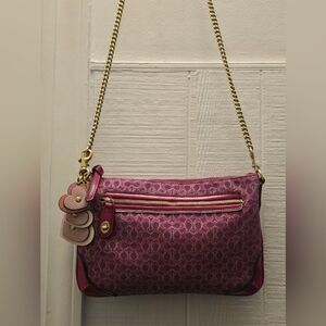Coach Purple Crossbody Bag with Gold Chain